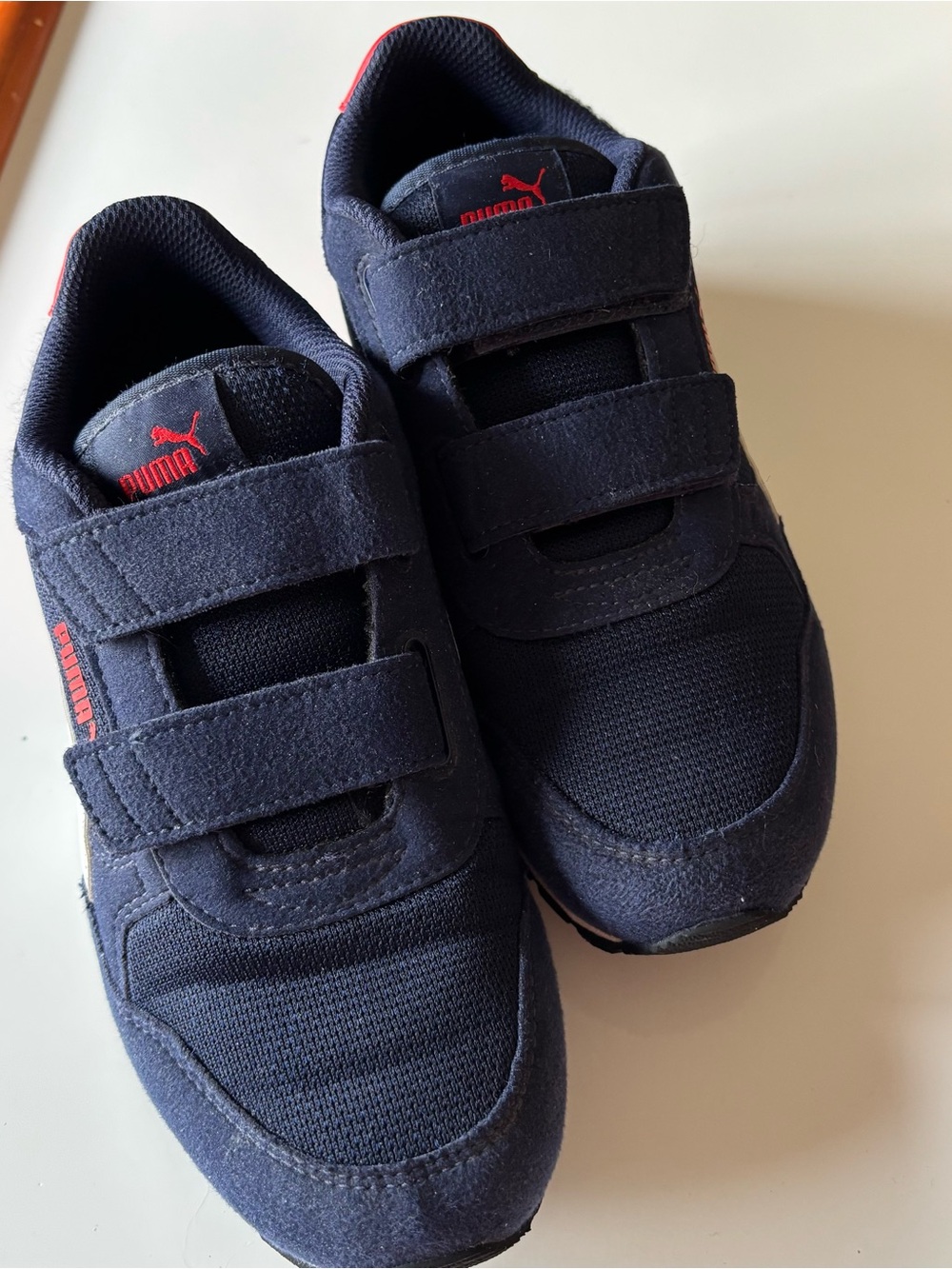 Puma Kids Navy and Red Velcro Sneakers